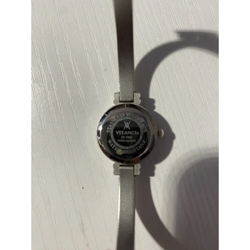Velancia NY Ladies Bangle Watch 22-1088 Silver Dial Swiss Quartz Brushed